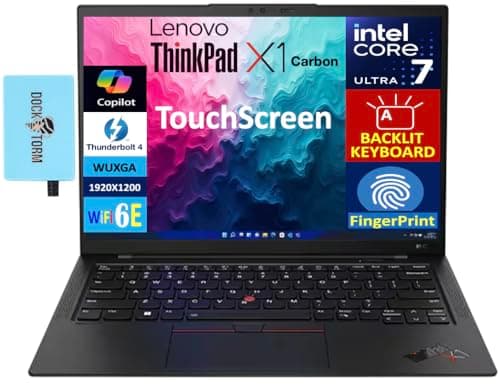 Lenovo 2025 ThinkPad X1 Carbon Gen 12 AI Laptop 14" IPS WUXGA (Intel Core Ultra 7 155U, 32 GB LPDDR5X, 512 GB SSD, AI Copilot, KYB retroilluminato, lettore FP, 2 Thunderbolt 4, Win11P) con espansore
