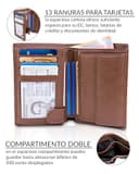 TRAVANDO Cartera Hombre Dublin con Bloqueador RFID, Billetera Negra, Tarjetero, Monedero Varón, Portamonedas, Regalo Wallet Vertical Bolsillo Botón a presión, Ranuras (Marrón) - 2