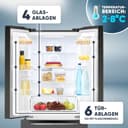 Bomann® Kühlschrank mit Gefrierfach | No-Frost Gefrierteil | 186cm Kühlschrank | 39dB | Kühl Gefrierkombination mit MultiAirflow | 320L | Kühl Gefrierkombination No-Frost | KG 7361 schwarz-inox - 4