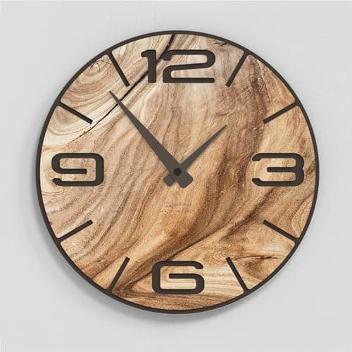 Giallobus - Orologio Bilay - Simple relief - Legno Mdf - Premium 60x60cm - n.13 Wood section - Artigianale Made in Italy - Silenzioso - Idea regalo - Moderni doppio livello