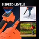 Soffiatore a Batteria, Bravolu Soffiatore Foglie Elettrico, con 2 Batteria da 5200 mAh e Caricabatteria, Velocità Aria Max 305 km/h, 5 Velocità Regolabili e Modalità Turbo - 4