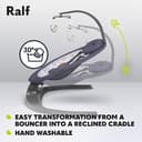 Lionelo Ralf 2in1 Baby Bouncer & Rocker for newborn with Adjustable 5-Speed Swing, Motion detection, Music playback 12 Melodies, Time Settings, Reclining seat, USB & Battery Safety harness, From Birth - 3