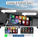 Radio Coche Bluetooth Pantalla - Pantalla Carplay 1 DIN Táctil de 6.86 Pulgadas, Radio CarPlay 1 DIN y Soporte Mirror Link para iOS/Android con Cámara de Respaldo, Admite Carga Type-C/USB/Mic/EQ/SWC - 2