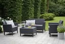 Keter Salemo Lounge Set, Set Mobili da Giardino in Rattan con Divano 2 Posti 2 Poltrone e Tavolino Porta Cuscini, Grafite - 2