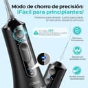 COSLUS C51 Irrigador Dental Bucal Portatil: 3 Modos y 18 Presión Ajustable -300ml IPX7 Irrigador Bucal Inalámbrico para Ortodoncia/Encías Sensibles -Limpieza Dientes de Hogar Viaje - 4 Boquillas Negro - 5
