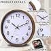 EMITDOOG Orologio da parete 30,5 cm, cornice in legno con venature in vetro, senza ticchettio, al quarzo, design moderno al quarzo, decorativo, per camera da letto, cucina, ufficio, classe, marrone - 2