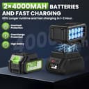 Soplador De Hojas Bateria, Velocidad Máxima del Viento 245 Km/h, Equipado con 2 Baterías De 4,0 Ah, Correa De Hombro De 1,6 m y Cargador Rápido, Utilizado para Limpiar Hojas De Jardín, Nieve, Polvo - 4