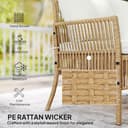 Outsunny 4 Seater Rattan Garden Furniture Set, 3 Piece Corner Garden Sofa with Chaise Lounge, Loveseat, Glass Coffee Table, Wicker Outdoor Lounge Set with Cushions for Patio Conservatory, Natural Wood - 4