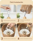 EDISHINE Lámpara de Mesita de Noche, Lámpara de Mesa con Pantalla de Lino Verde y Base de Madera Natural, Casquillo E27, Bombilla LED de 2700K Incluida, para Sala de Estar, Dormitorio y Oficina - 6