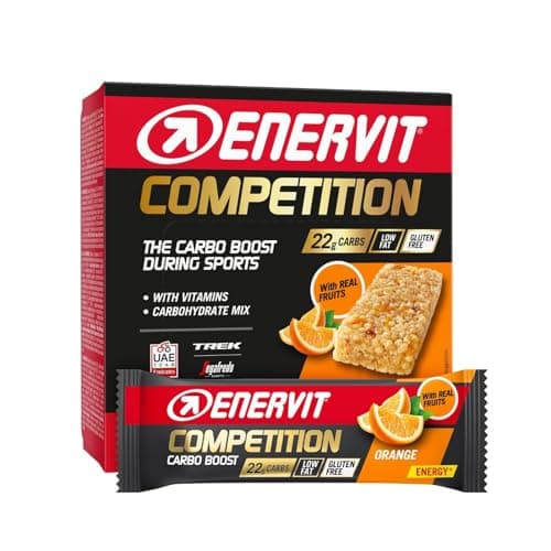 Enervit Competition Bar Orange – Energieriegel mit Stücken von Orange, 22 g Kohlenhydrate, innovative Formel für Aktivitäten mit hoher Intensität, Vegan, Glutenfrei, 12 Riegel à 30 g