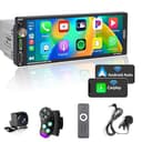 Alondy Single Din Car Stereo with Touchscreen (6.9") Compatible with [Wireless] Apple CarPlay/Android Auto Bluetooth AM/FM/RDS Radio USB (Type-C 2.1A Fast Charge) backup Camera - 1
