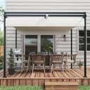 Outsunny Pérgola 3x4 m Gazebo Cenador de Jardín con Techo Retráctil de Poliéster y 12 Orificios de Drenaje Pérgola para Patio Terraza Exterior Blanco y Gris Oscuro - 8