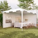 Outsunny 3 x 4 m Garden Gazebo Shelter Marquee Party Tent with 2 Sidewalls for Patio Yard Outdoor - White - 9