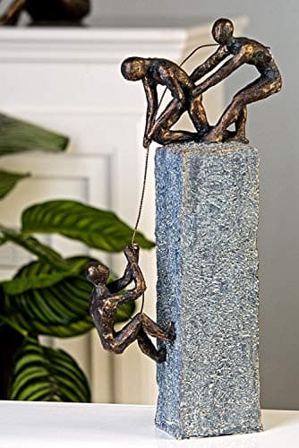 Casablanca modernes Design Casablance Deko Skulptur Assistance aus Poly - Deko Figur - Dekoration Wohnzimmer - Bronze/dunkelgrau - Höhe 43 cm Breite 18 cm