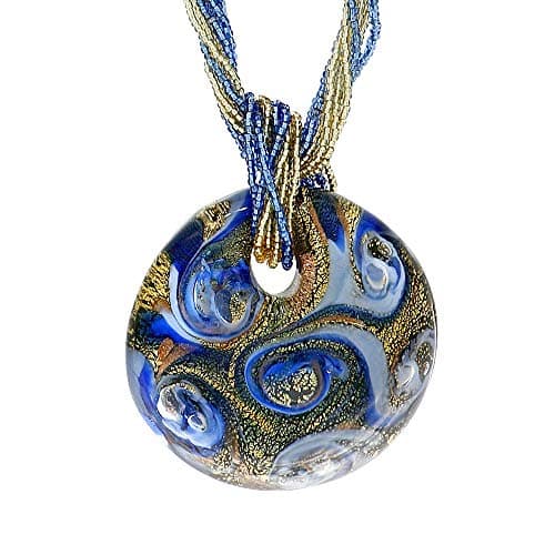 Venetiaurum - Collana Girocollo Multifili per Donna Con Pendente In Vetro Originale Di Murano E Argento 925 - Gioiello Made In Italy Certificato