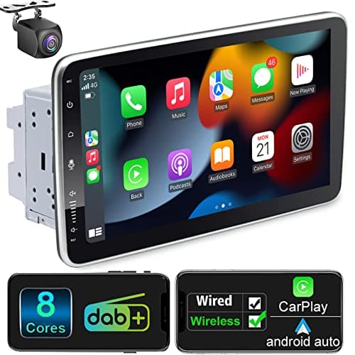 Android 12 Autoradio mit Navi 10.1 Zoll Bildschirm Eingebaut DAB+ Android Auto & Wireless Carplay Doppel Din Radio Auto Radio Touch Display mit Bluetooth 8 Core 2G+32G Rom WiFi 4G GPS AM/FM RDS 2din