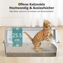 MIXJOY Arenero Acero Inoxidable Gatos XL, Arenero Gato 28L Gran Capacidad a Prueba de Fugas con Borde Alto, Arenero Abierto para Gatos con Recogedor de Arena, 56.5x36.5x25.5cm - 2