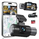 GKU Dashcam per auto anteriore posteriore, 3 canali 4K + 1080P+1080P WiFi con scheda SD da 64 GB, GPS 5 GHz WiFi, schermo IPS da 3", super visione notturna, WDR, sensore G, registrazione loop - 1
