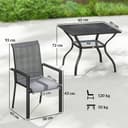 Outsunny 5 Pieces Garden Dining Set for 4, Patio Table and Stackable Chairs with Breathable Mesh Seat and Parasol Hole, Garden Furniture Set with Steel Frame for Garden, Dark Grey - 7
