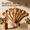 GOLDENBERG® Premium Kochlöffel Set + Halter | 8-teilig | feinstes italienisches Olivenholz | antibakteriell & langlebig | 2x Pfannenwender Holz, 2x Kochlöffel Holz, Salatbesteck & Spaghettilöffel - 7
