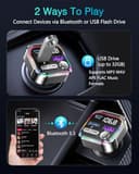 ORIA Trasmettitore FM Bluetooth per Auto, Vivavoce Bluetooth 5.3 per Auto con Ricarica Rapida PD 36W+QC3.0, Sincronizzazione LED Musicale, Luce Ambientale Colorata, Supporta Disco USB - 6