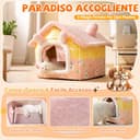 ALLSOPETS Cuccia Cane Interno e Cuccia Gatto Interno, Letto Grotta Igloo Pieghevole Caldo e Accogliente, Lavabile con Cuscino Rimovibile e Fondo Antiscivolo (Coniglietto Rosa, M) - 3