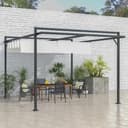 Outsunny Pérgola 3x4 m Gazebo Cenador de Jardín con Techo Retráctil de Poliéster y 12 Orificios de Drenaje Pérgola para Patio Terraza Exterior Blanco y Gris Oscuro - 2