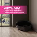 Ferplast Lettiera Gatto Angolare, Toilette per Gatti Grandi, in Plastica con Bordi Alti, Facile e Veloce da Pulire L 56,5 x W 50 x H 21,5 cm, paletta inclusa, Nero - 6