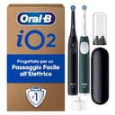 Oral-B iO 2 DUO Spazzolino Elettrico Oral B, Nero e Verde, 2 Testine Di Ricambio e Spazzolini, Custodia Da Viaggio, Porta Ricarica Da Viaggio. Delicato sulle Gengive, Sensore di Pressione - 1