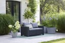 Allibert by Keter Gartenlounge Sofa California 2-Sitzer, graphit/cool grey, inkl. Sitz- und Rückenkissen, Kunststoff, runde Rattanoptik, 141x68x72 cm - 8