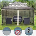 Outsunny Moskitonetz für 3x4 m Pavillon 4 Seitenteile Fliegennetz mit Haken Reißverschluss Mückennetz Insektenschutz Fliegengitter Nylon-Mesh Schwarz - 4