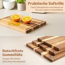 EDELHAUS Schneidebrett Holz 3er Set (40x30cm / 33x24cm / 26x18cm) Holzschneidebrett aus Massiver Akazie - 2cm dicke Holzbretter Küche mit Saftrille - Design Cutting Board Schneidbrett Set - 6