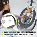 Lionelo Ralf 2in1 Baby Bouncer & Rocker for newborn with Adjustable 5-Speed Swing, Motion detection, Music playback 12 Melodies, Time Settings, Reclining seat, USB & Battery Safety harness, From Birth - 5