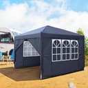 3x3m Pop Up Gazebo with 4 Removable Sidewalls, Portable Outdoor Party Tent with Carry Bag, All Weather Canopy for Camping, Markets, Garden Events (Grey) - 5