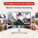 LG, 27 Zoll, Ultra HD 4K Monitor, 68.4cm, 16:9, Super Resolution, 3840 x 2160, 60Hz, 5ms, HDR10, AMD FreeSync, DCI-P3 95%, DisplayHDR 400, 27UP850K-W.AEU - Weiß & Schwarz - 2