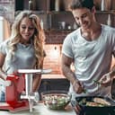 GVODE Fleischwolf Zubehör für Bosch MUM58720 Küchenmaschine, Geeignet für Bosch Multifunktions-Roboter, Beinhaltet 3 Wurstfüllröhrchen und 4 Arten von Mahlplatten - 6