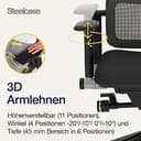 Steelcase Please Air Ergonomischer Bürodrehstuhl mit höhenverstellbarer Lumbalstütze Onyx/Schwarz - 6