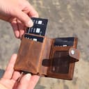 Solo Pelle Leder Geldbörse Q-Wallet mit integriertem Kartenetui für 15 Karten + Geldscheine geeignet | Kreditkartenetui mit RFID (Vintage Braun Neu + Kleingeldfach) - 3