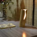 Lampada da Appoggio in Legno di Frassino – Lampada da Tavolo Artigianale con Luce Calda – Design Naturale per Comodino o Scrivania – Design Casa - Bajour Moderna con Cavo in Tessuto e Lampadina GU10 - 9