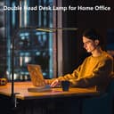 Schreibtischlampe LED Dimmbar, 1200 Lumen Doppelkopf Klemmbar für Homeoffice, Augenschutz Schwanenhals Büro Tischlampe, Monitor Lampe Schwarz mit 5 Farbtemperatur-Helligkeitsstufen - 6