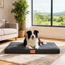 WAVVE Cama Perro Grande Ortopédica 91x69x7.6 cm, Colchon Perro Impermeable Lavable Desenfundable, Colchoneta Perro con Espuma De Caja De Huevos, Irrompible Dog Bed, Gris - 2