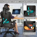LEVIPE Sedia da ufficio, ergonomica con supporto lombare, braccioli, poggiatesta regolabili, sedia per computer girevole con schienale alto, comoda per ufficio a casa - 3