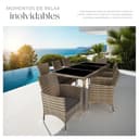 tectake® Conjunto Jardín Exterior de Ratán y Acero con Cojines, Muebles Jardín Exterior Resistentes a Intemperie, para hasta 8 Personas, Fácil Limpieza, 1 Funda + 1 Protectora - Natural/Gris - 5