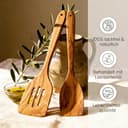 GOLDENBERG® Premium Kochlöffel Set + Halter | 8-teilig | feinstes italienisches Olivenholz | antibakteriell & langlebig | 2x Pfannenwender Holz, 2x Kochlöffel Holz, Salatbesteck & Spaghettilöffel - 2