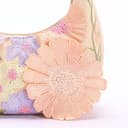 Nogkdyc Elegant Mesh Embroidery Handbag for Women, Stylish Floral Jacquard Tote Bag with 3D Flower Design, Vintage Lace Top-Handle Bag for Weddings, Parties & Summer Outings (Off-white,Mini) - 2