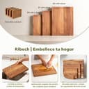 Ribech Set de Tablas de Cortar 3 Piezas de Madera de Acacia Sólida con Soporte | 40x30cm 33x24cm 26x18cm | Tablas de 2cm de Grosor con Surco - 6