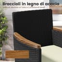 Yaheetech Set di 5 Mobili da Giardino in Rattan PE Mobili da Balcone con 2 Poltrone 2 Poggiapiedi 1 Tavolino in Vetro per Esterno Patio Terrazza Nero/Beige - 5