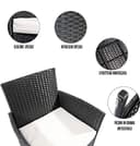 Arreditaly Set Di Mobili da Giardino Salotto Salottino in Rattan 4 Posti con Tavolino E Ripiano In Vetro 2 Poltrone e Divano 2 Posti Per Giardino Esterno Piscina Cuscini Sfoderabili (Bianco) - 3