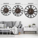 Maxstar Reloj de Pared 50CM para Salón a Pilas, Silencioso Sin Tic-TAC, Estilo Madera Metal, LED Moderno Dormitorio/Oficina (Números Romanos, Negro-20) - 3