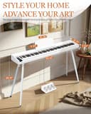 LALAHO 88 Key Semi-Weighted Keyboard Piano, Digital Piano Keyboard with Professional Triple Pedal, Bluetooth MIDI Function, Advanced Chip and Full Equipment for Beginner (White) - 7